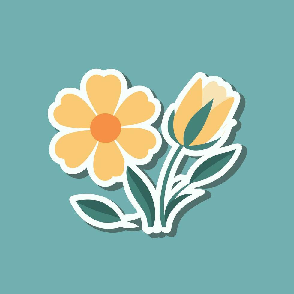 Flower cartoon illustration vector sticker design