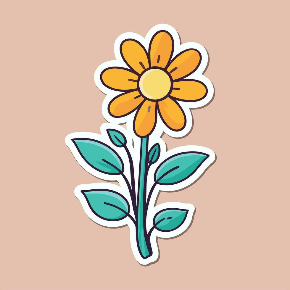 Flower cartoon illustration vector sticker design