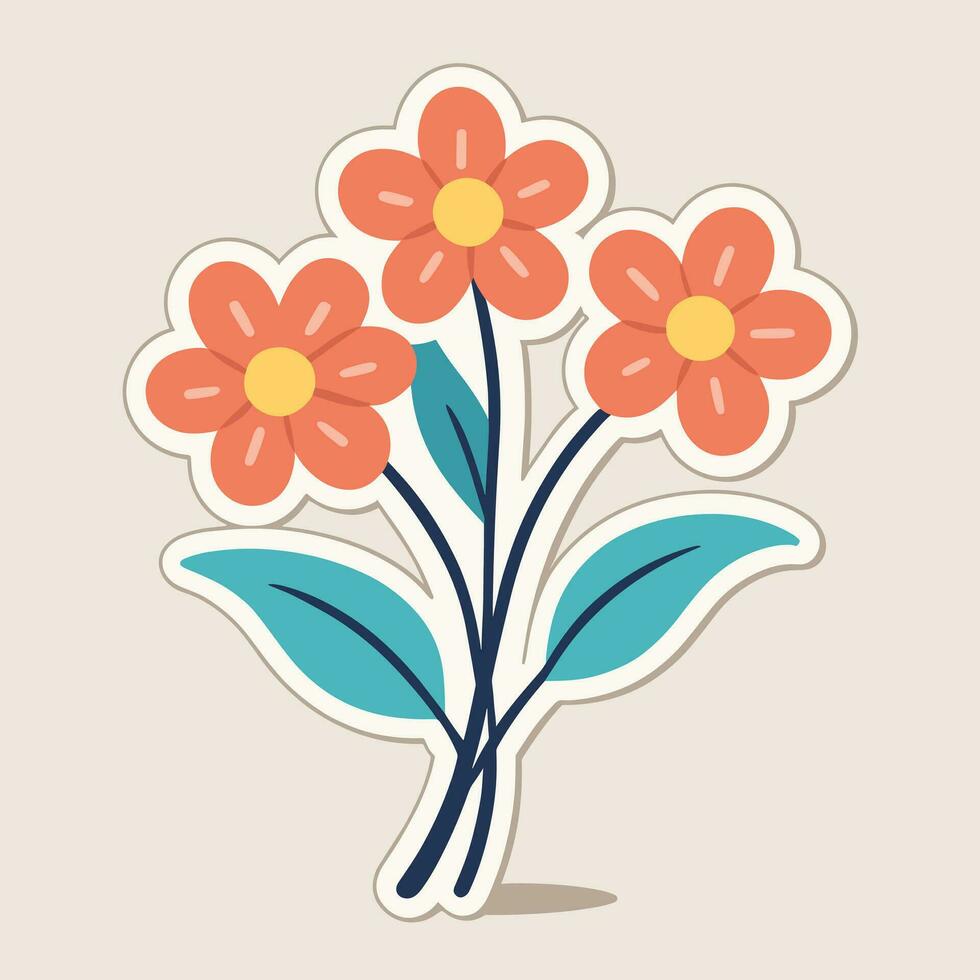 Flower cartoon illustration vector sticker design