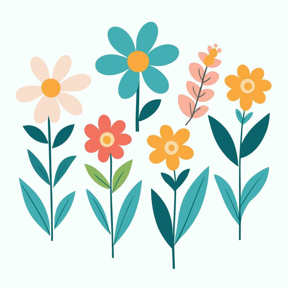 Flower sticker collection vector