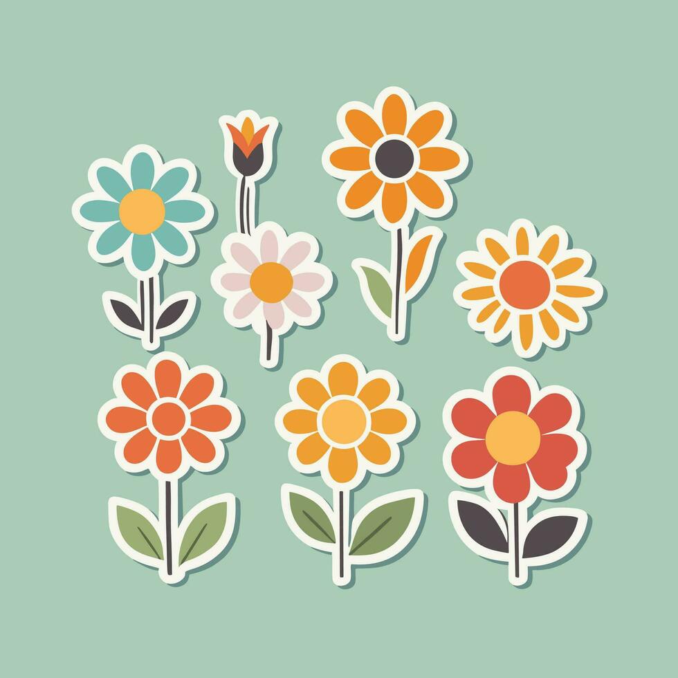 Flower sticker collection vector