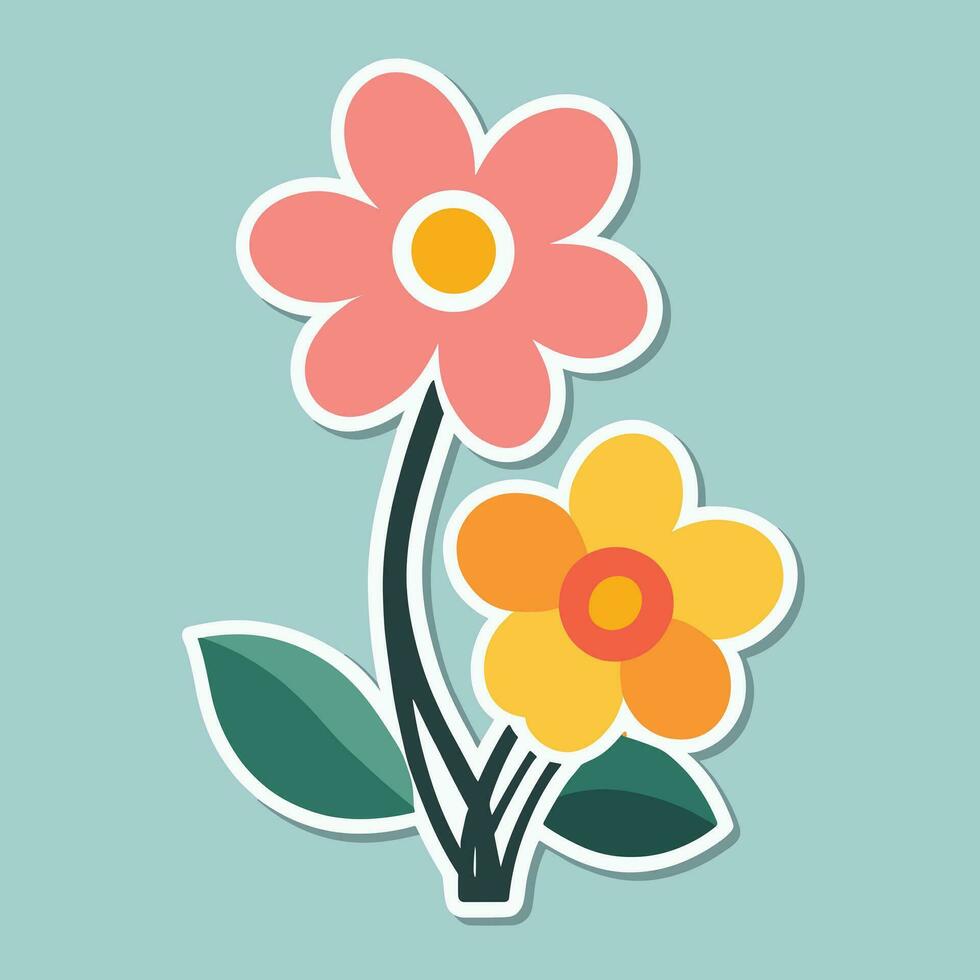 Flower cartoon illustration vector sticker design