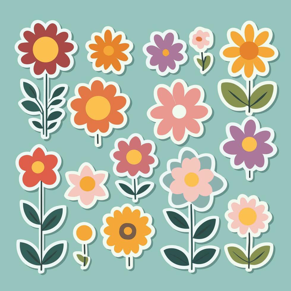 Flower sticker collection vector