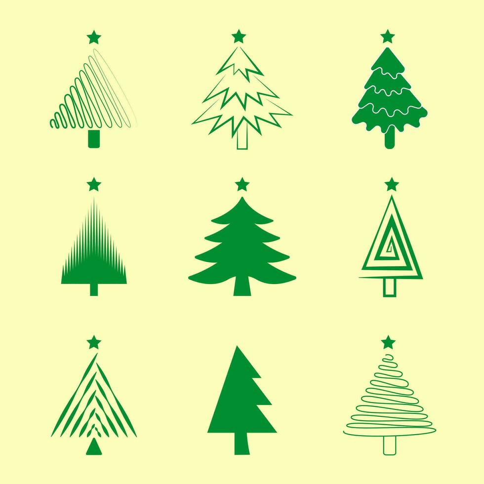 Set of Christmas trees vector collection