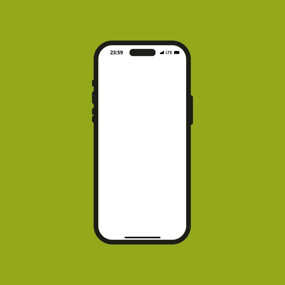Blank phone screen vector flat style green background