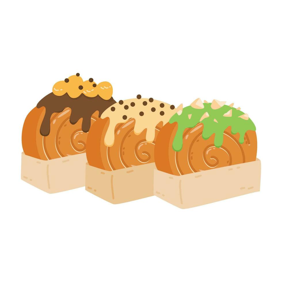 Cromboloni. A combination snack of croissants formed into rolls vector