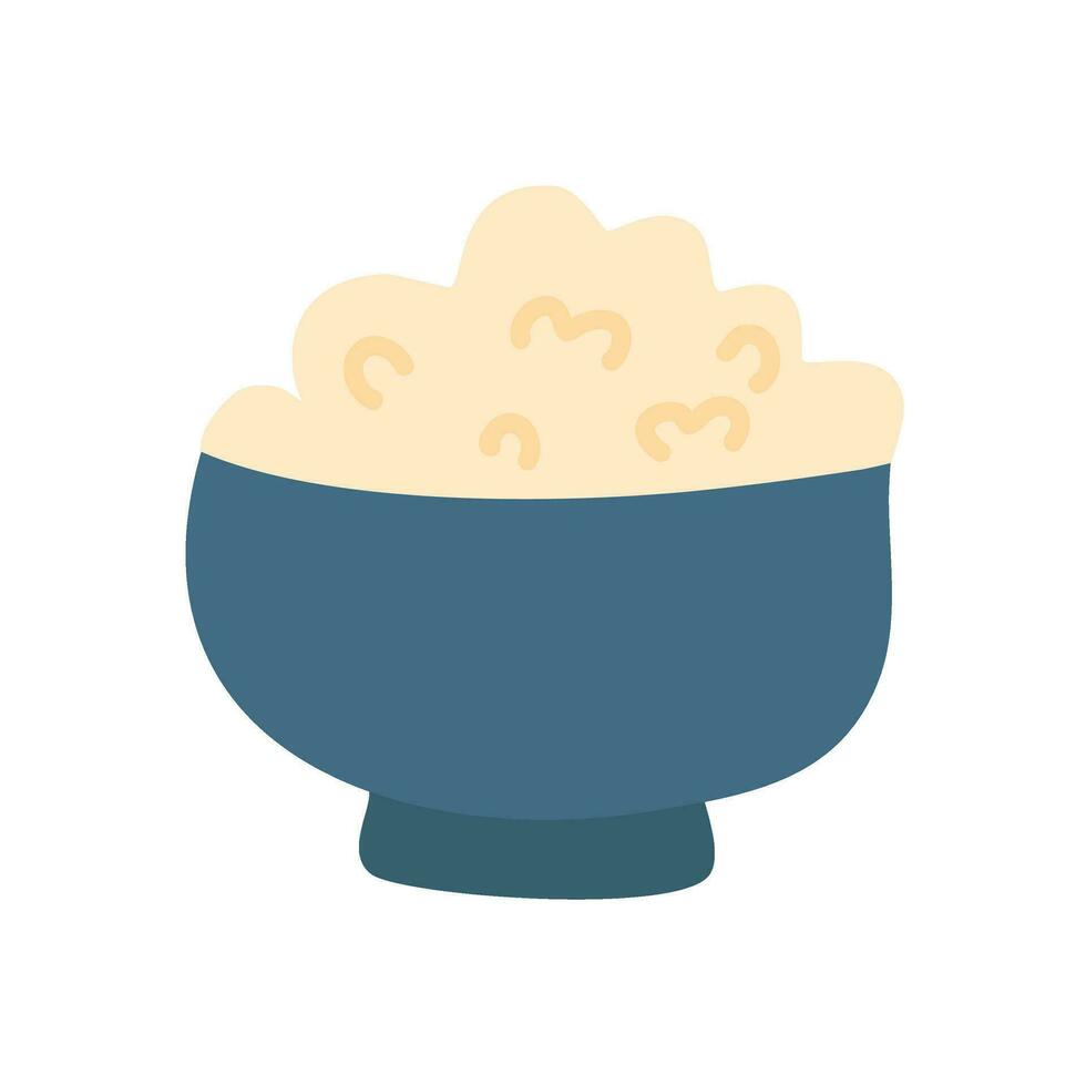 Rice in wooden bowl illustration vector