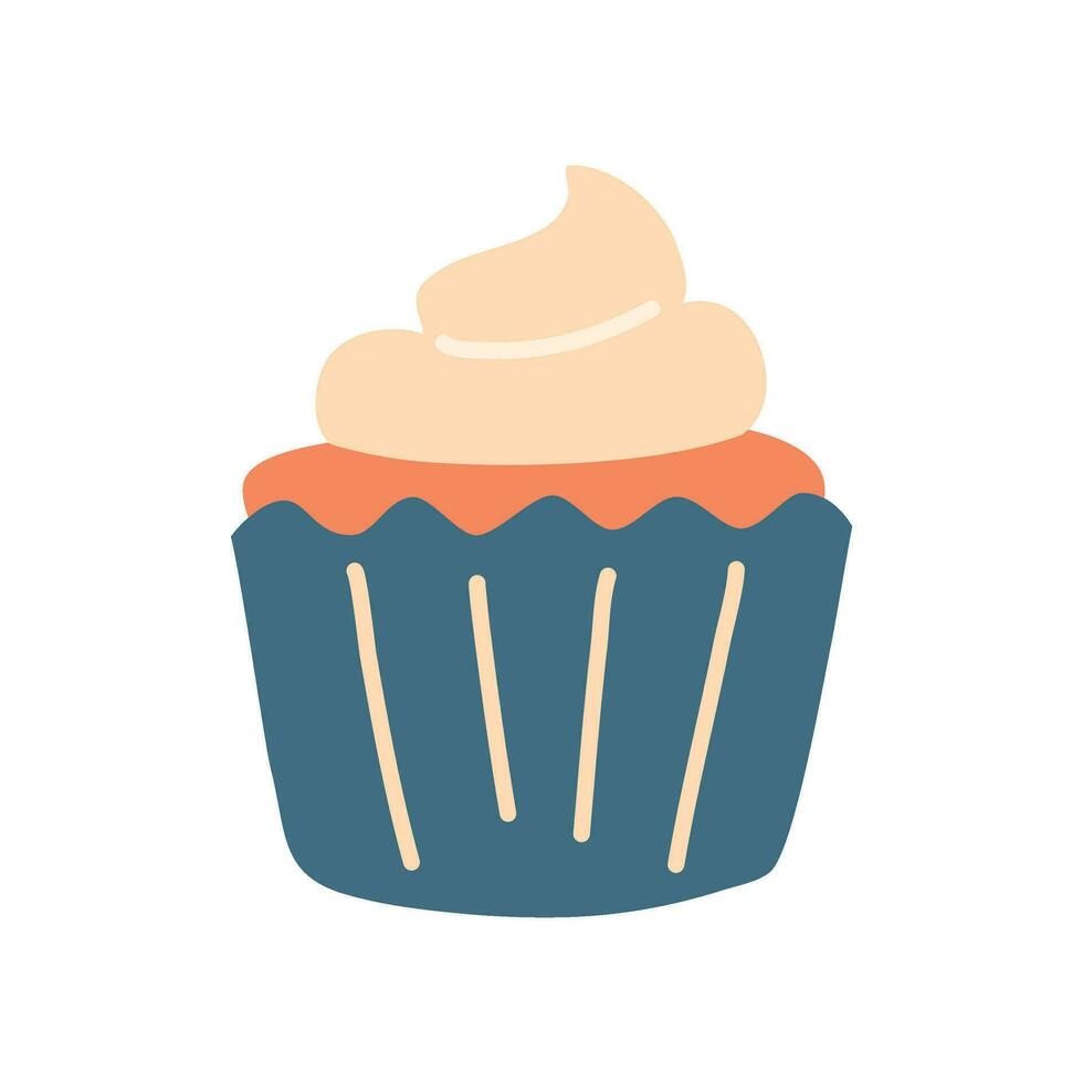 sweet Cupcake with white topping vector