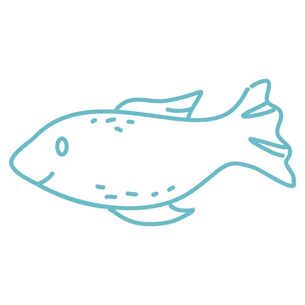 fish drawing printable coloring page vector