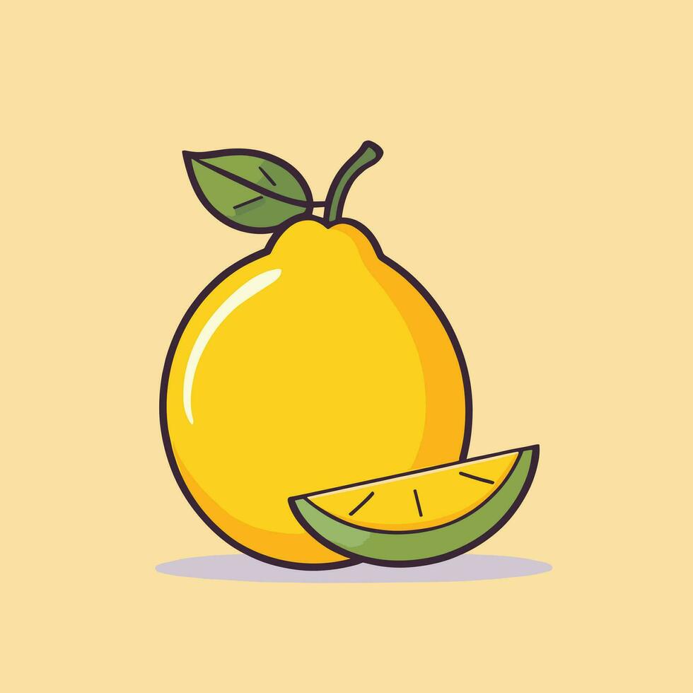 Lemon flat cartoon illustration vector