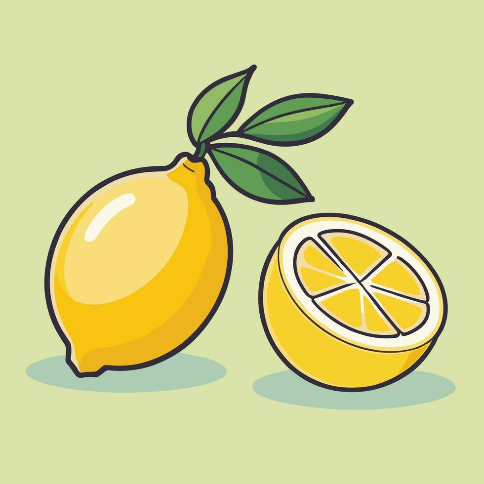 Lemon flat cartoon illustration vector