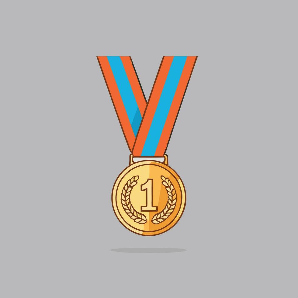 First place gold medal award vector illustration