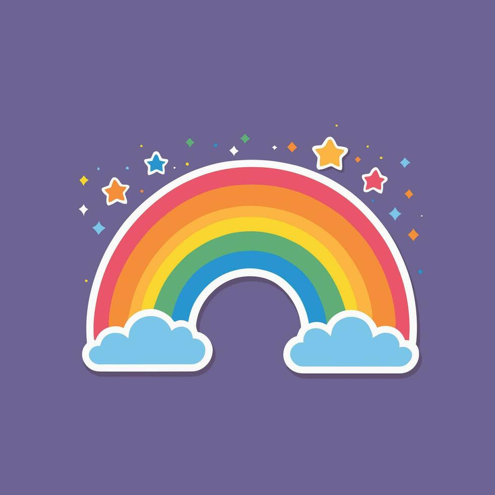 Rainbow sticker with clouds vector illustration 36706903 Vector Art at