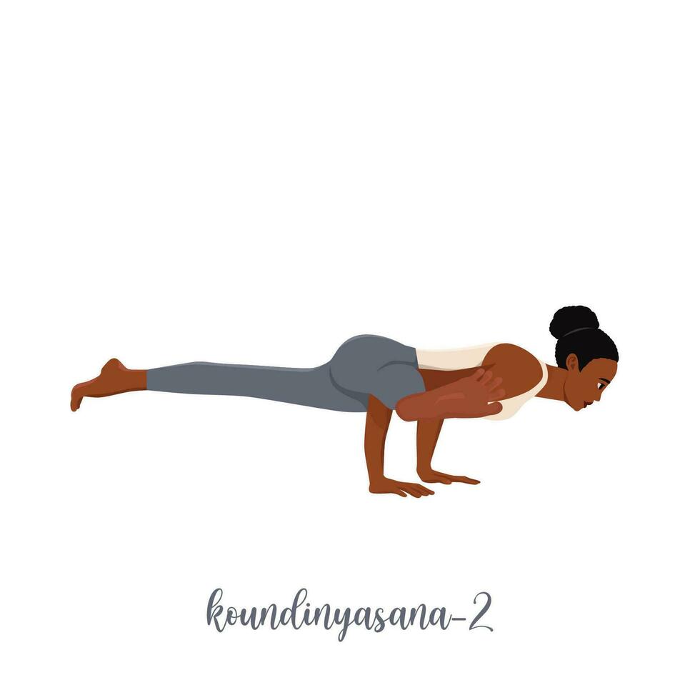 mujer practicando yoga eka pada koundinyasana o albatros pose. vector