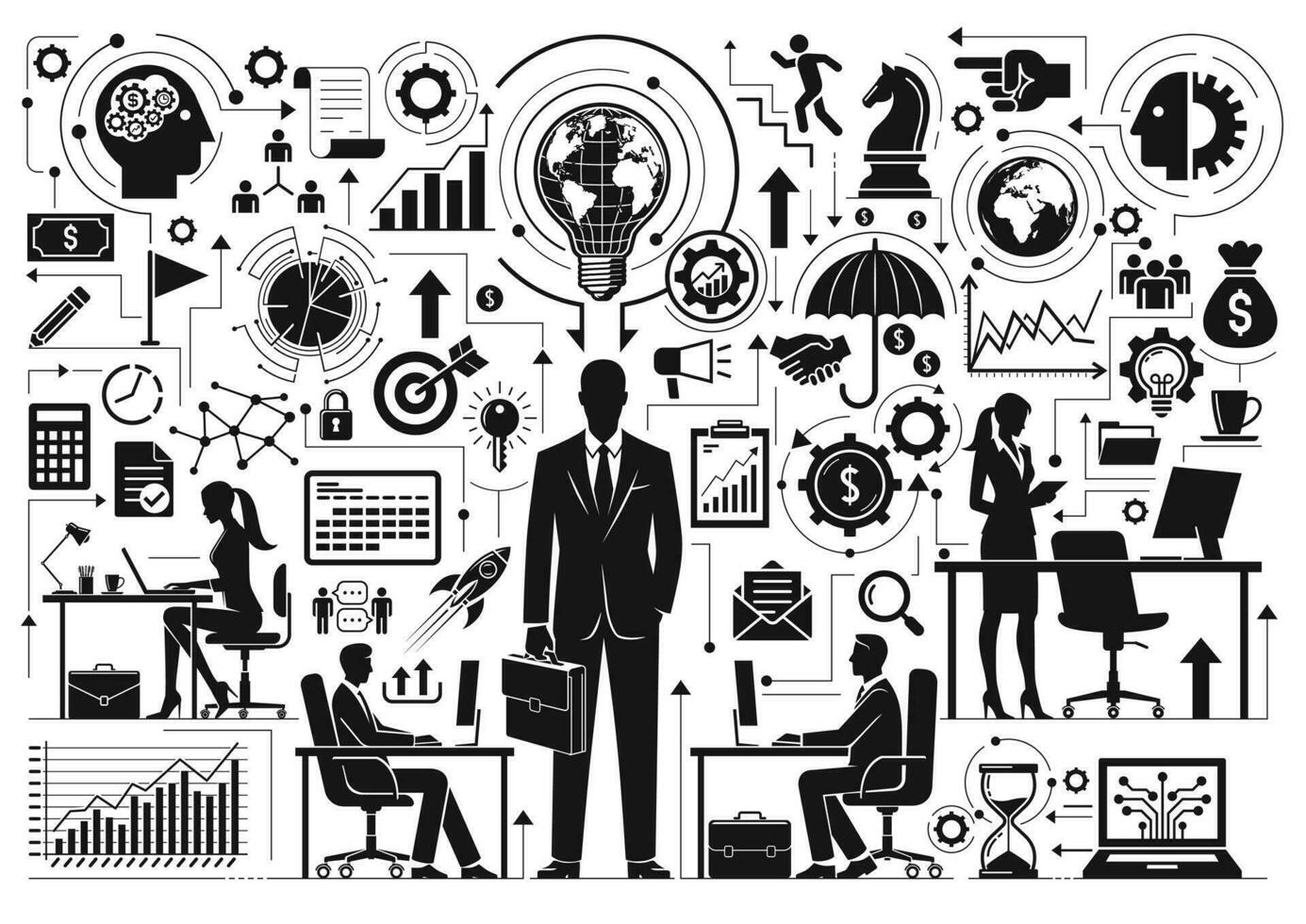 Business people idea silhouette illustration vector