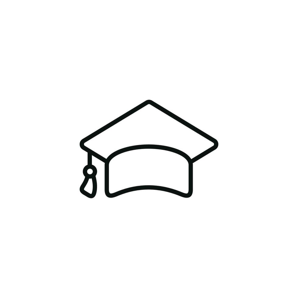 Graduation line icon isolated on white background. Graduation cap vector