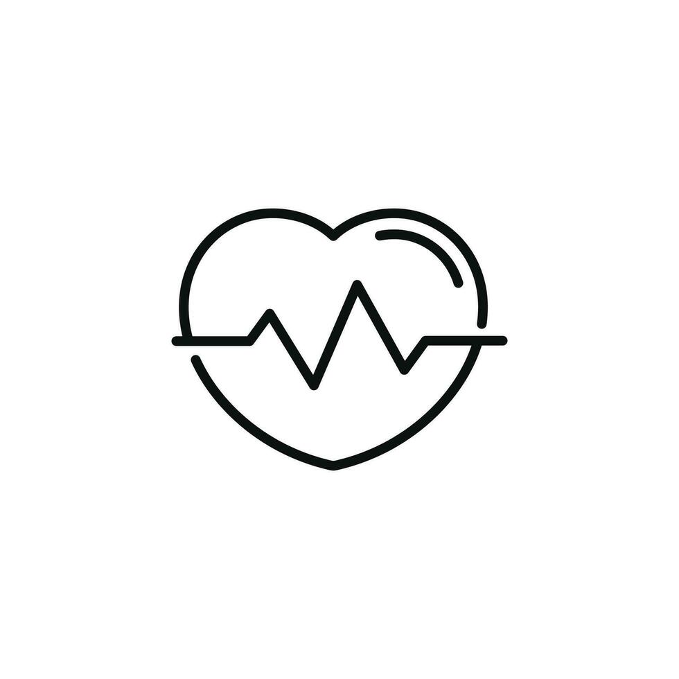 Heart beat line icon isolated on white background vector