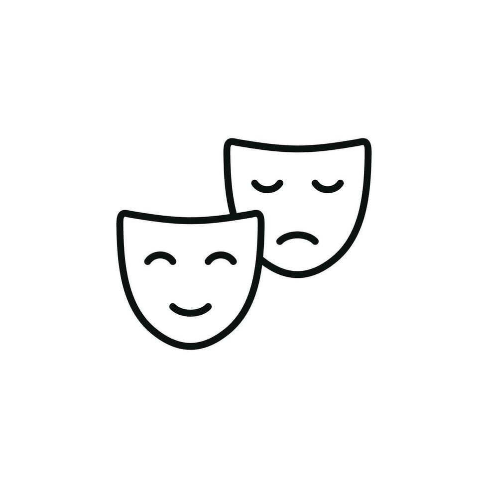 teatro mascaras línea icono aislado en blanco antecedentes. drama comedia y tragedia línea icono vector