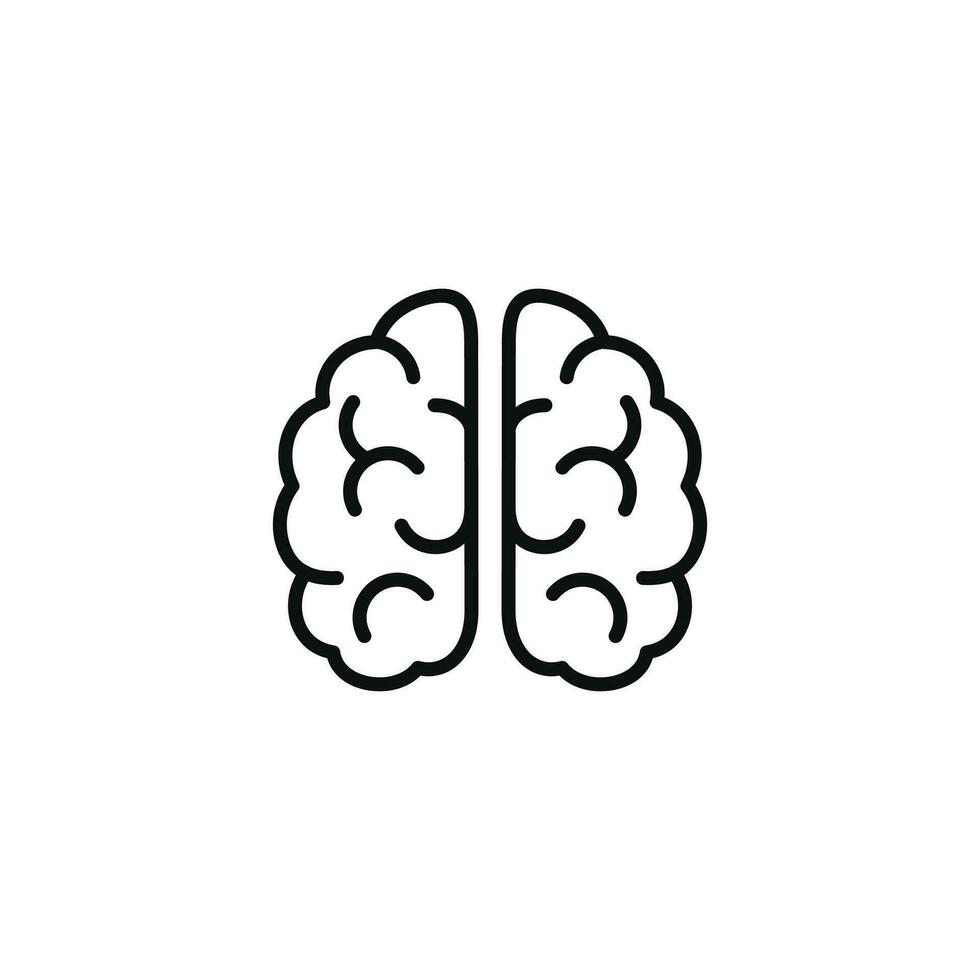 Brain line icon isolated on white background vector