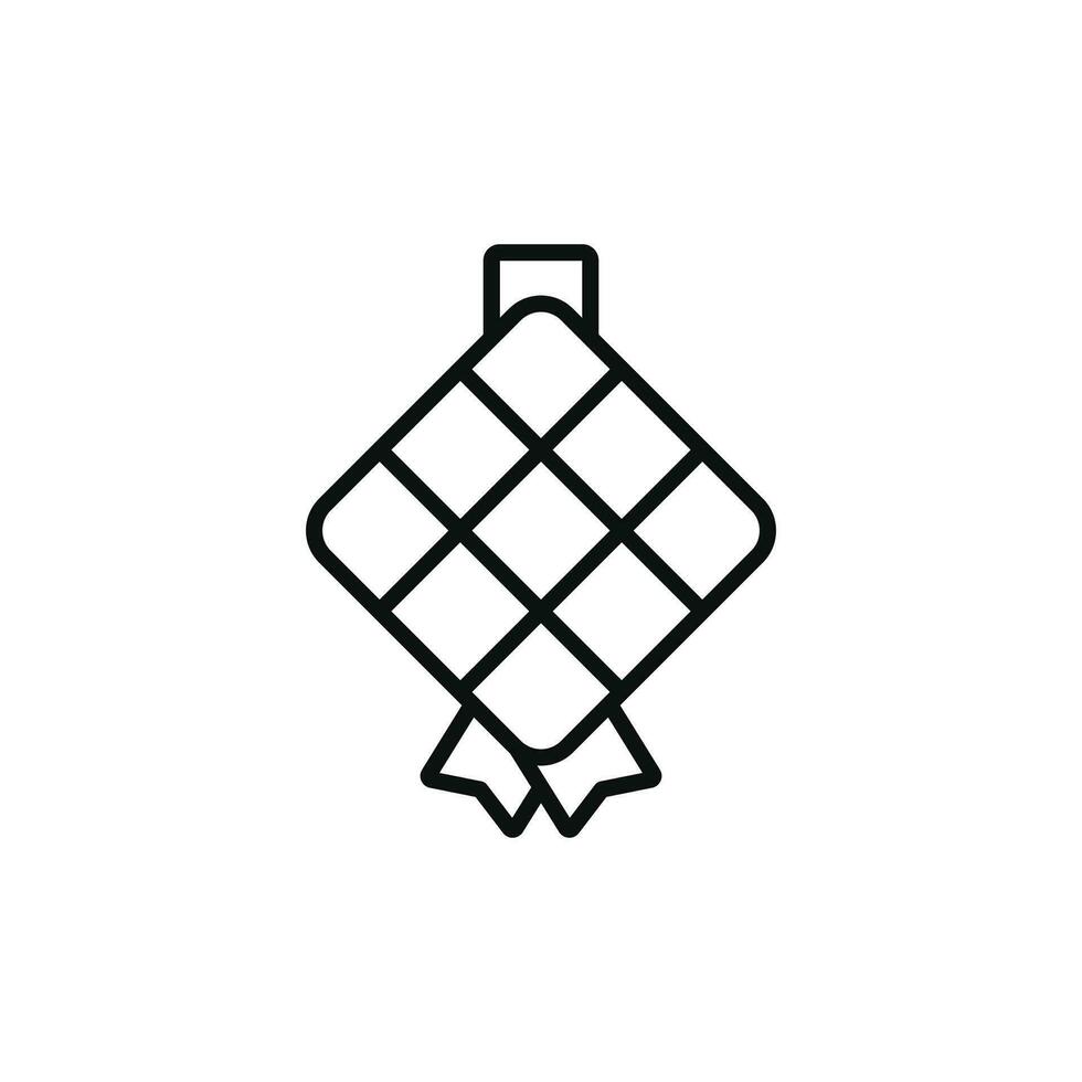 Ketupat line icon isolated on white background vector