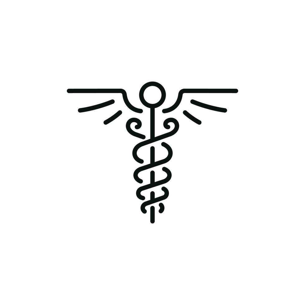 Caduceus medical line icon isolated on white background vector
