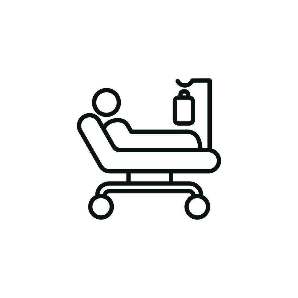 Hospital bed line icon isolated on white background vector