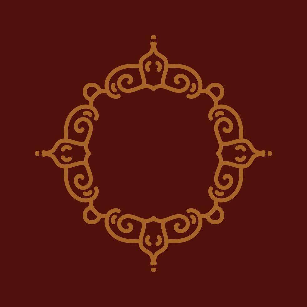 Baroque Design Element or Ornament with gold color on red background vector