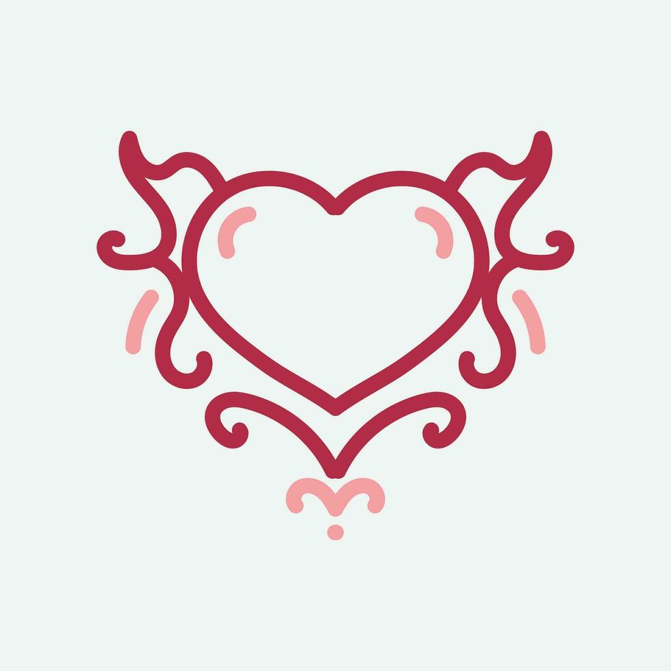 Vector Heart shape frame with vintage style on white background