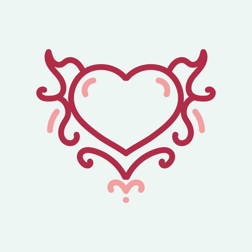 Vector Heart shape frame with vintage style on white background