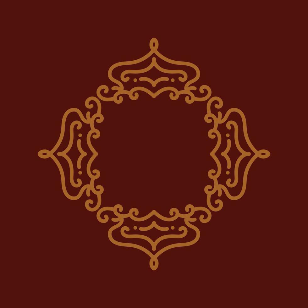 Baroque Design Element or Ornament with gold color on red background vector