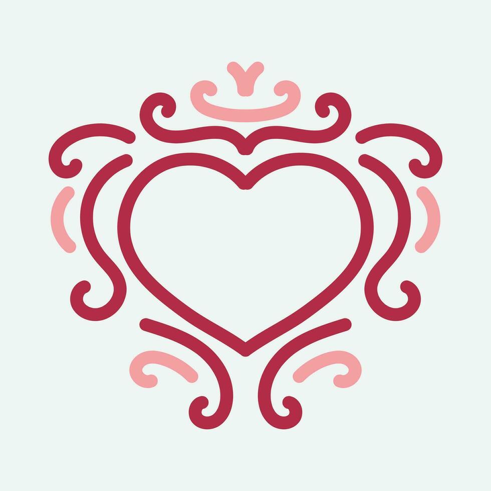 Vector Heart shape frame with vintage style on white background