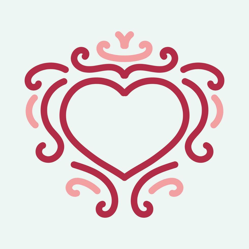 Vector Heart shape frame with vintage style on white background