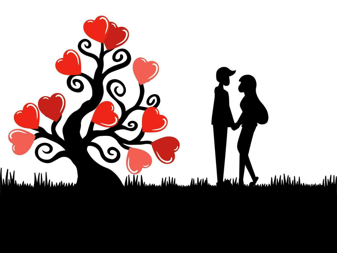 Valentines Day Silhouette Background vector