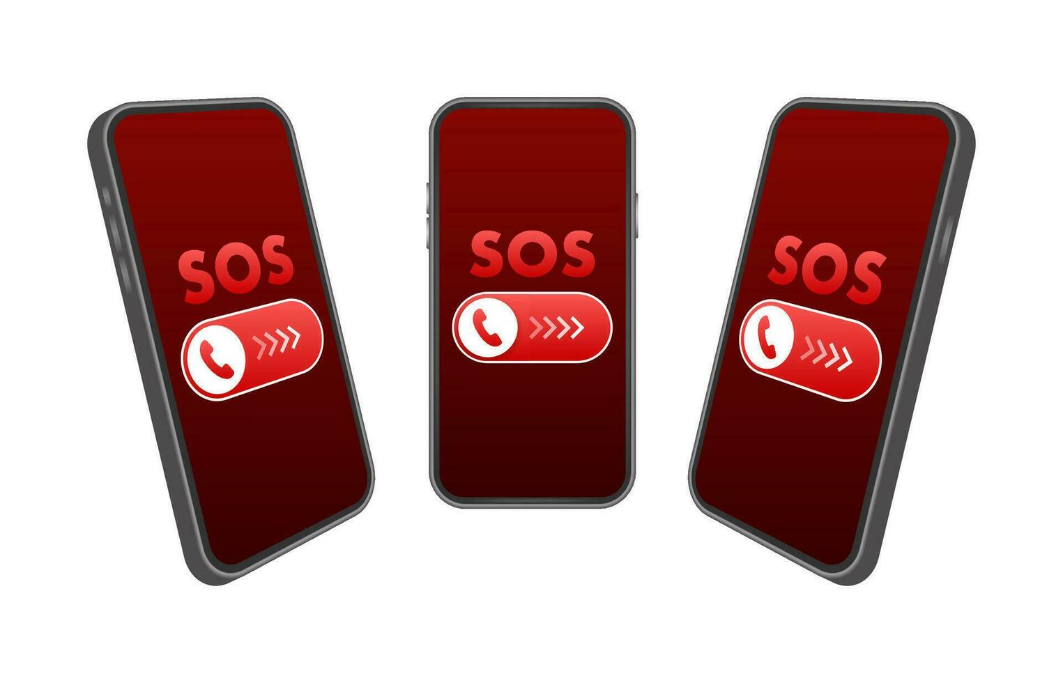 Emergency SOS Alert on Smartphone Screen Vector Illustration, Concept for Urgent Help and Quick Dial Safety Feature