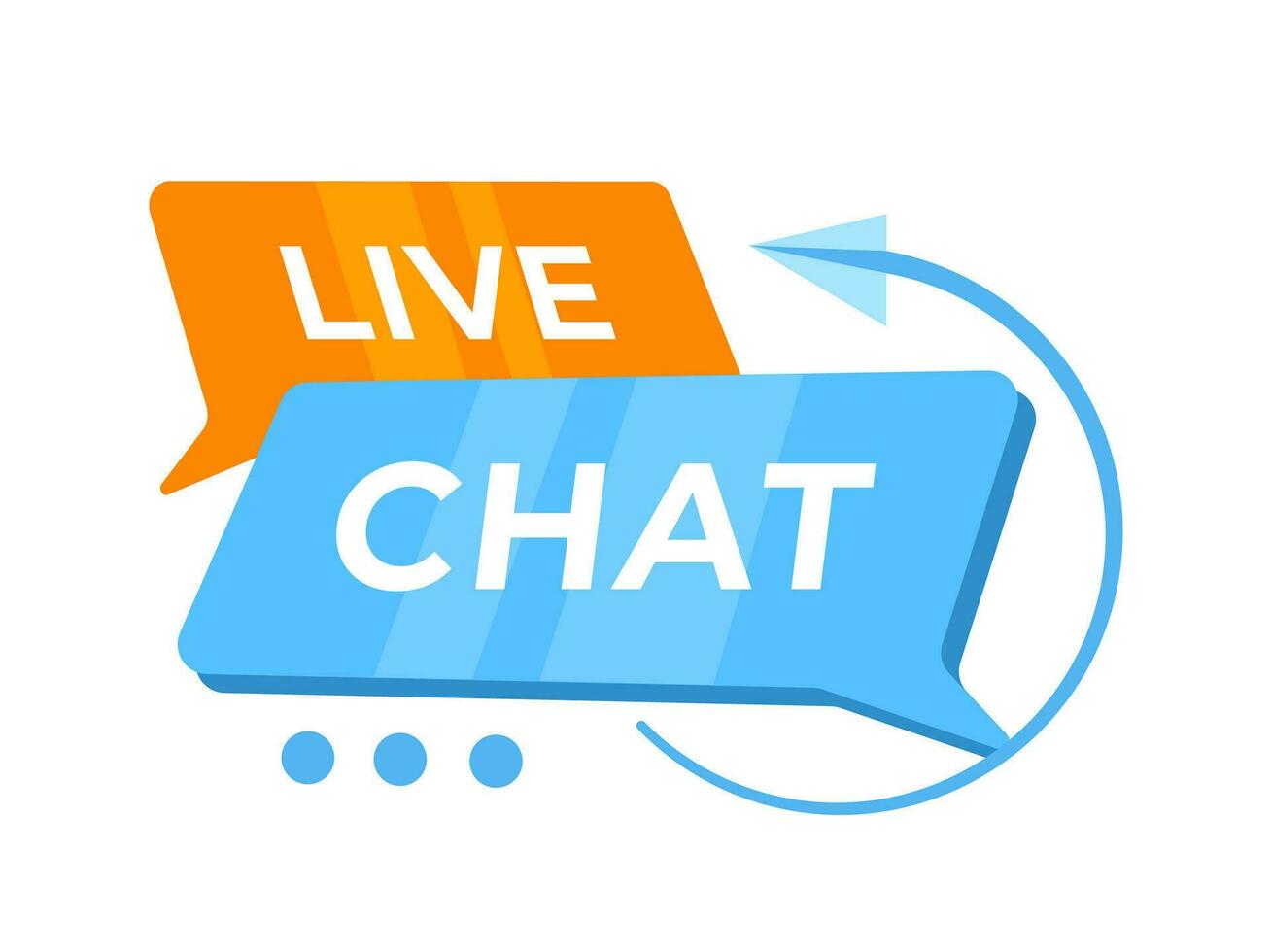 Dynamic vector illustration of a Live Chat service concept with colorful speech bubbles, ideal for online support and real-time customer communication