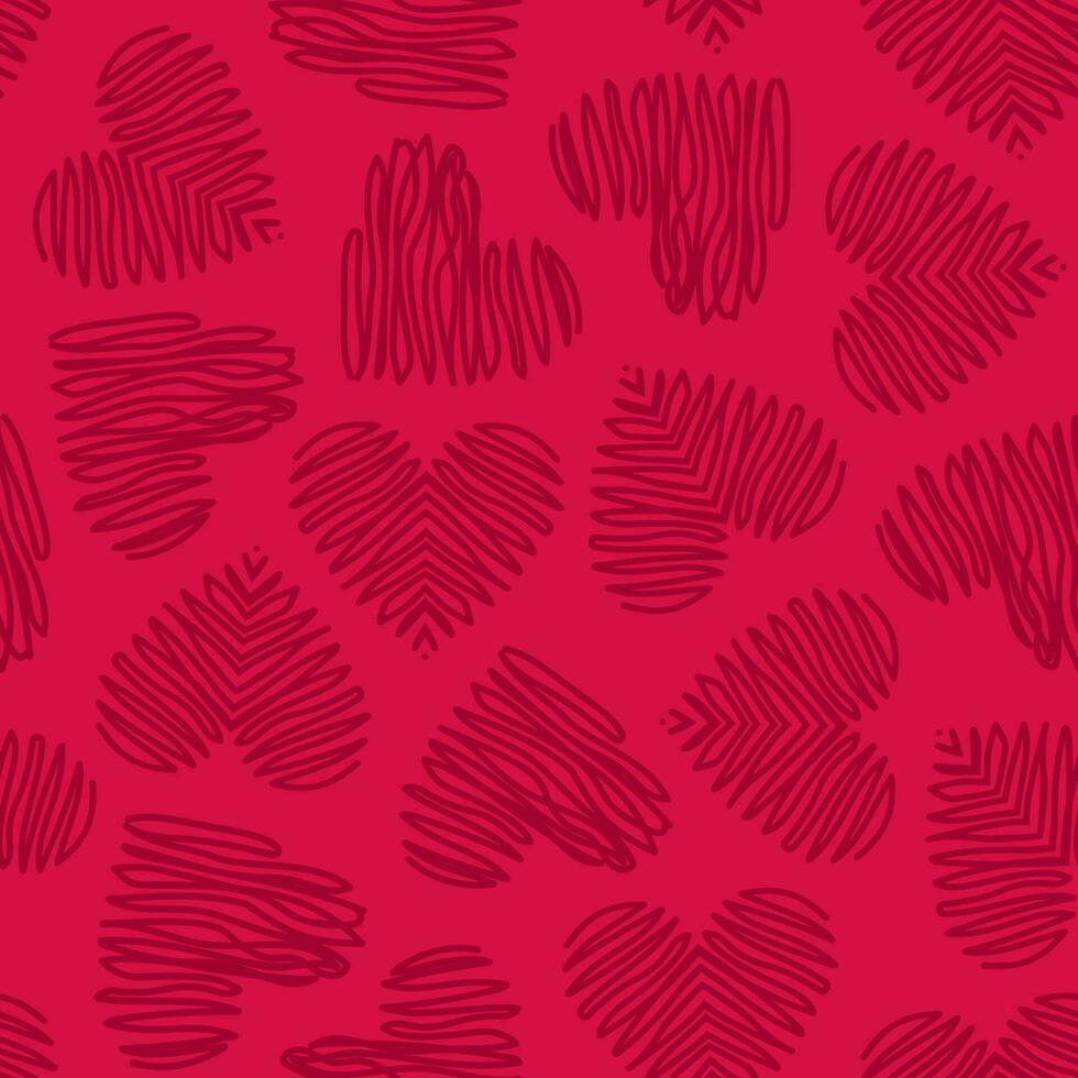 Cute seamless pattern with hand-drawn hearts. Heart pattern. Modern vector flat illustration.