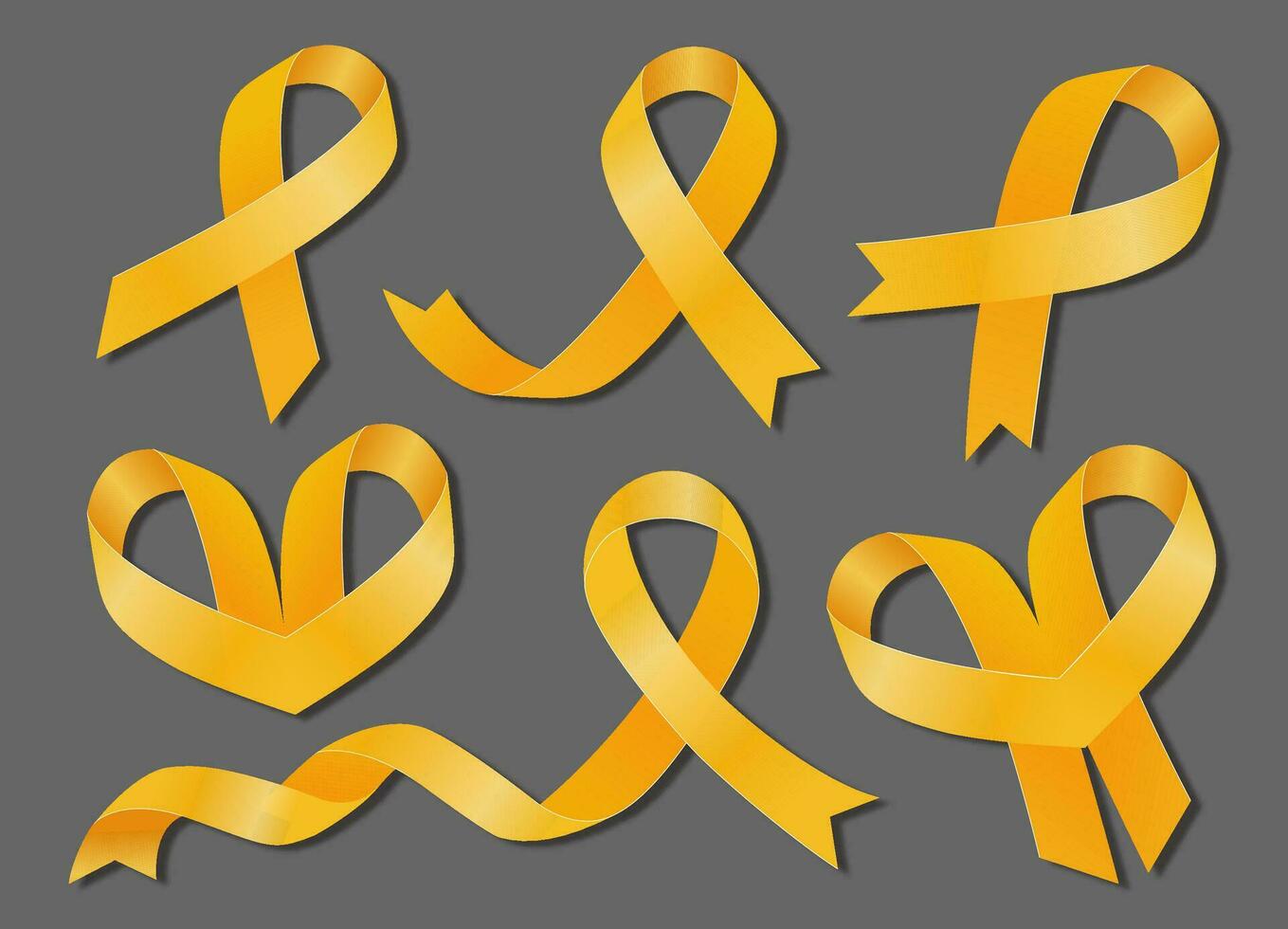 endometriosis conciencia mes. grande conjunto de amarillo cintas vector plano ilustración.