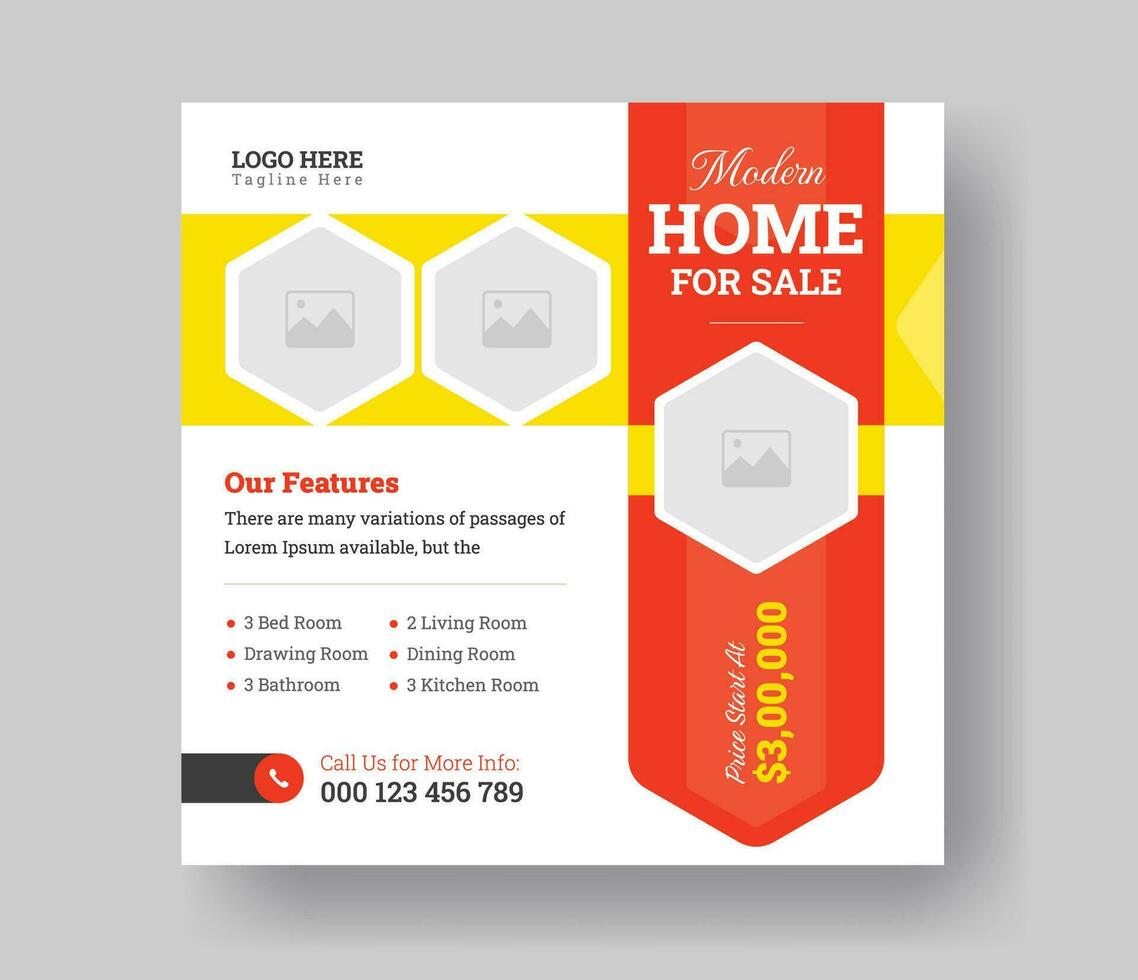 real estate house sale vector social media square banner post design for your business.