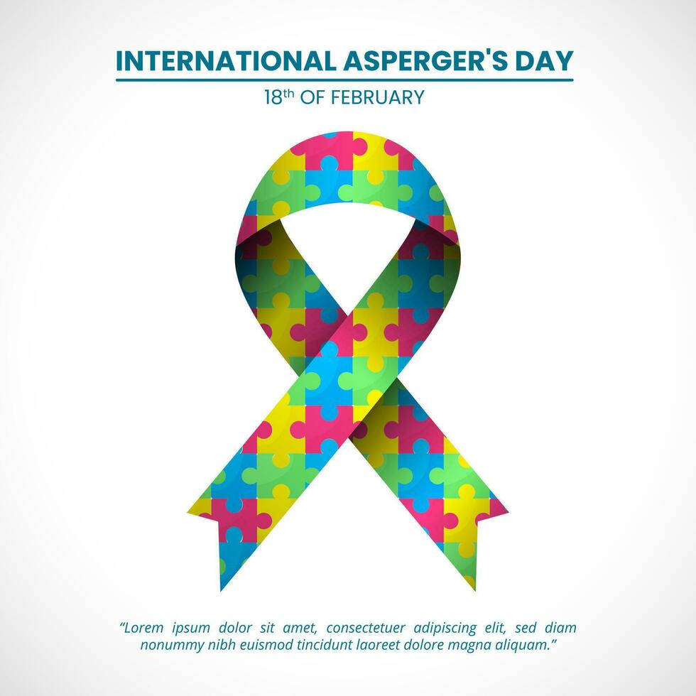 Square International Asperger's Day background with a puzzle ribbon vector