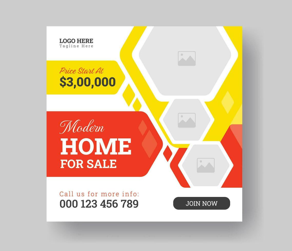 real estate house sale vector social media square banner post design for your business.