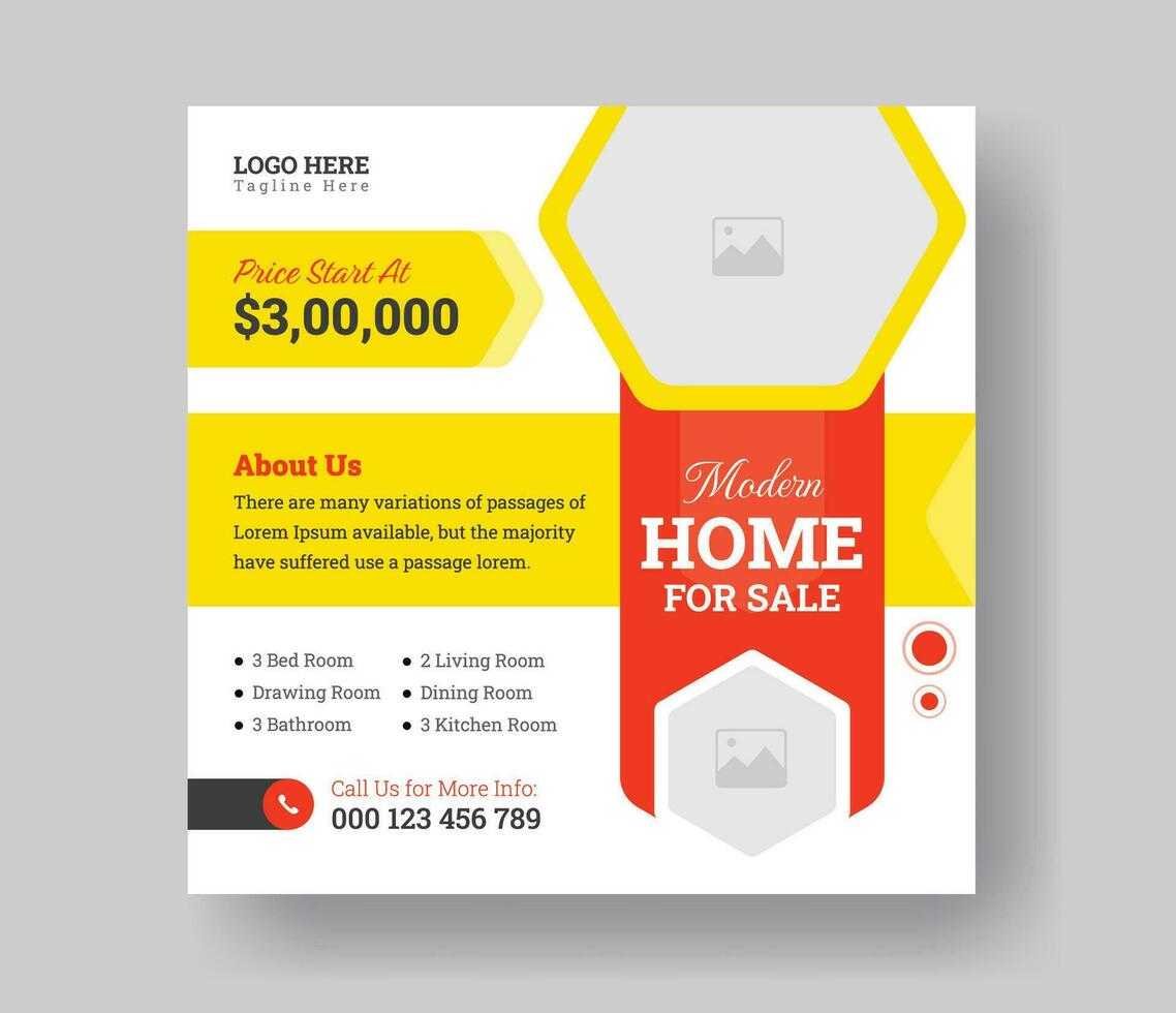 real estate house sale vector social media square banner post design for your business.