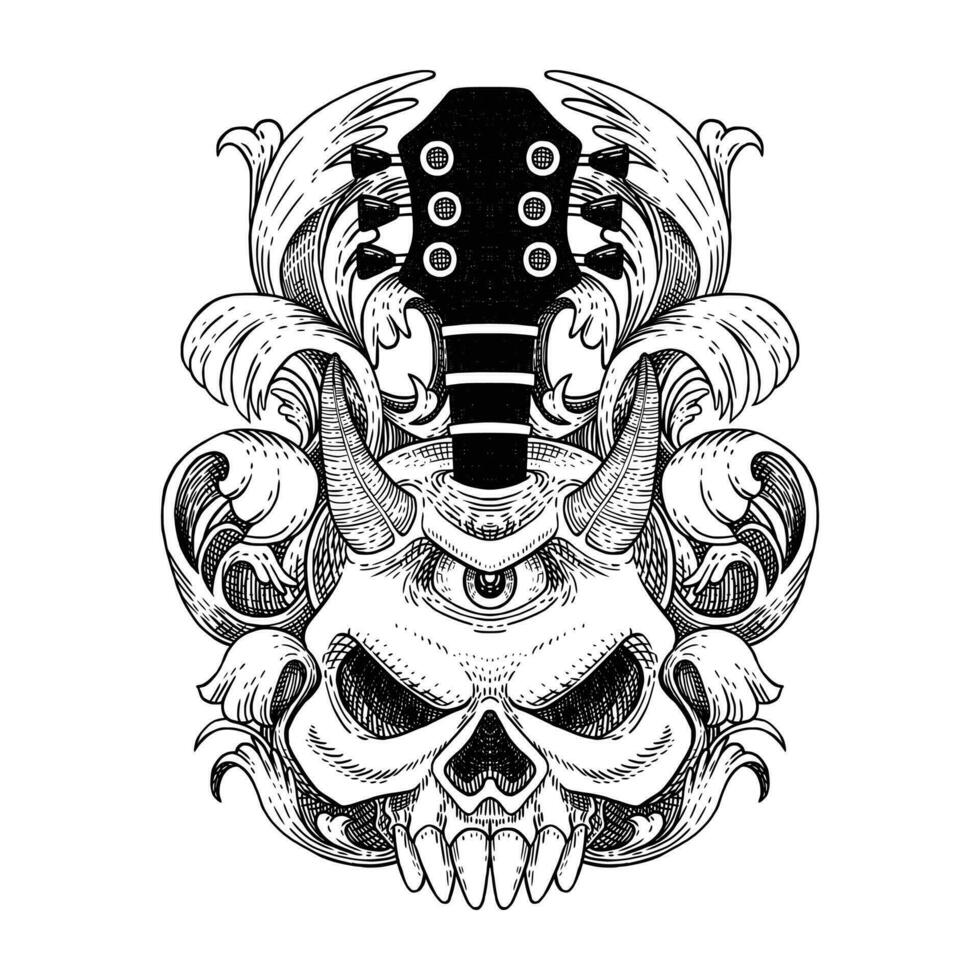 Guitar Skull illustration vector