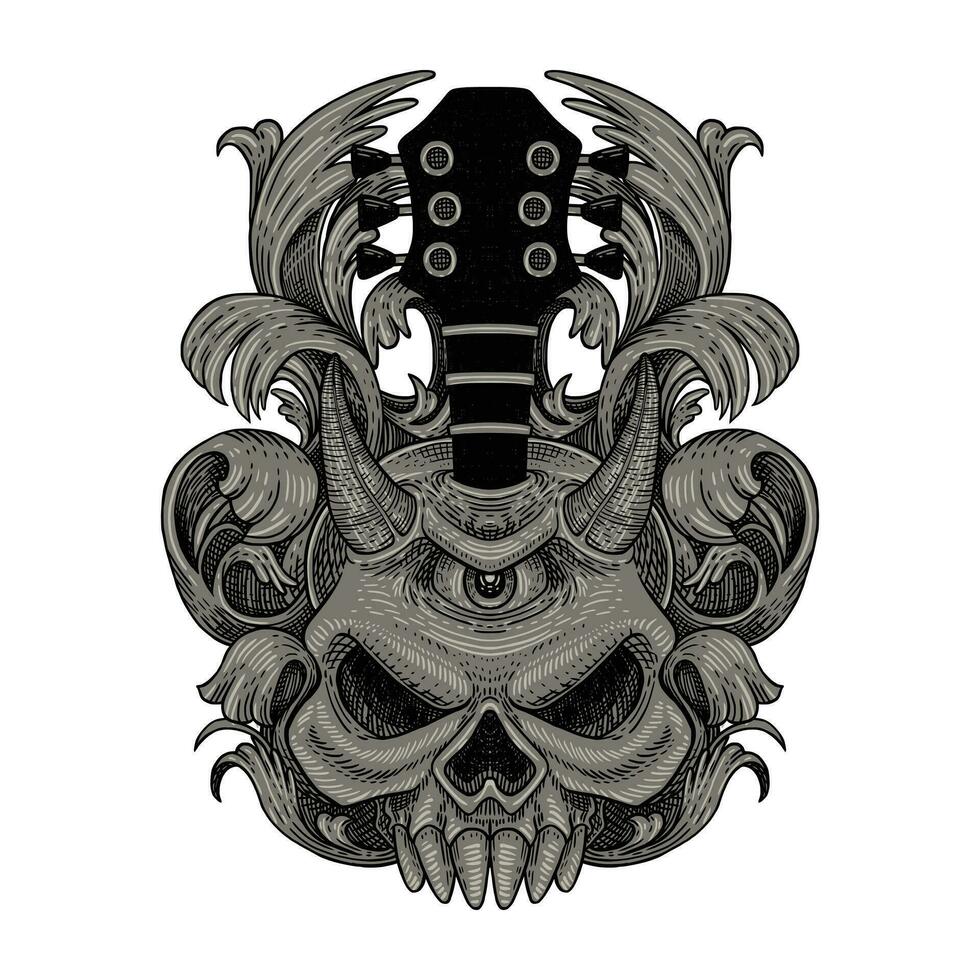 Guitar Skull illustration vector