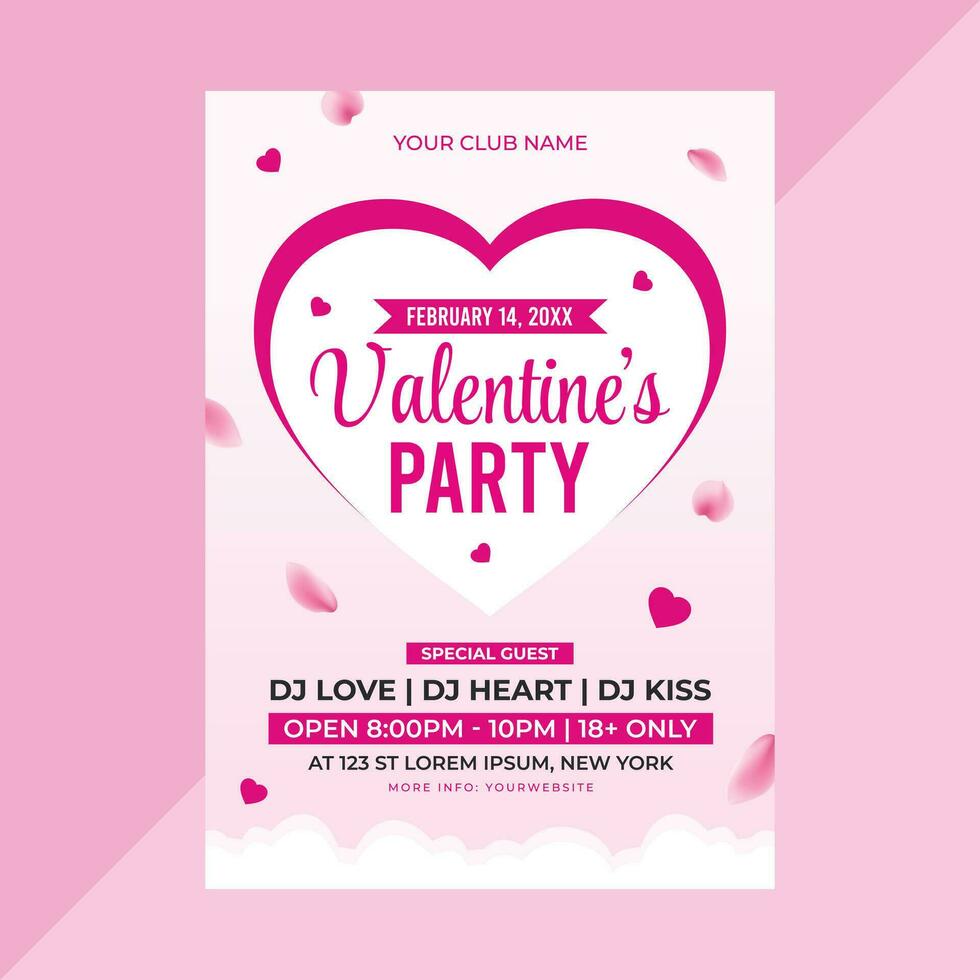 Valentine's party flyer poster Layout vector