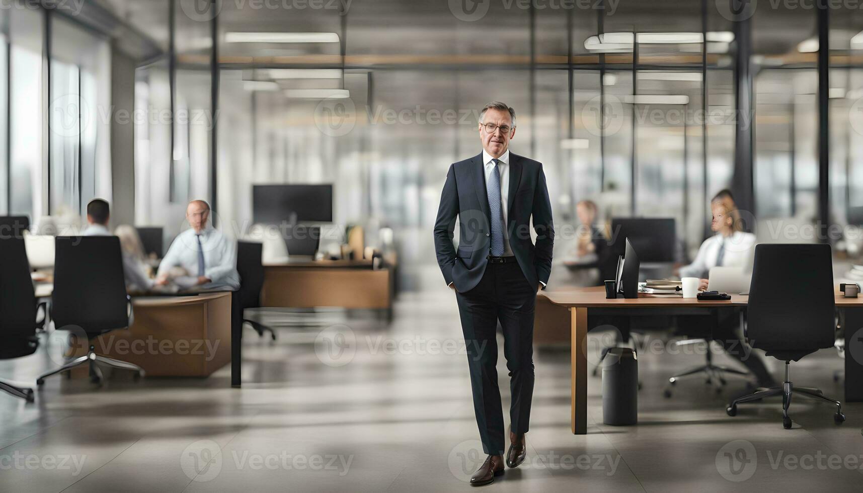 AI generated a man in a suit and tie standing in an office photo
