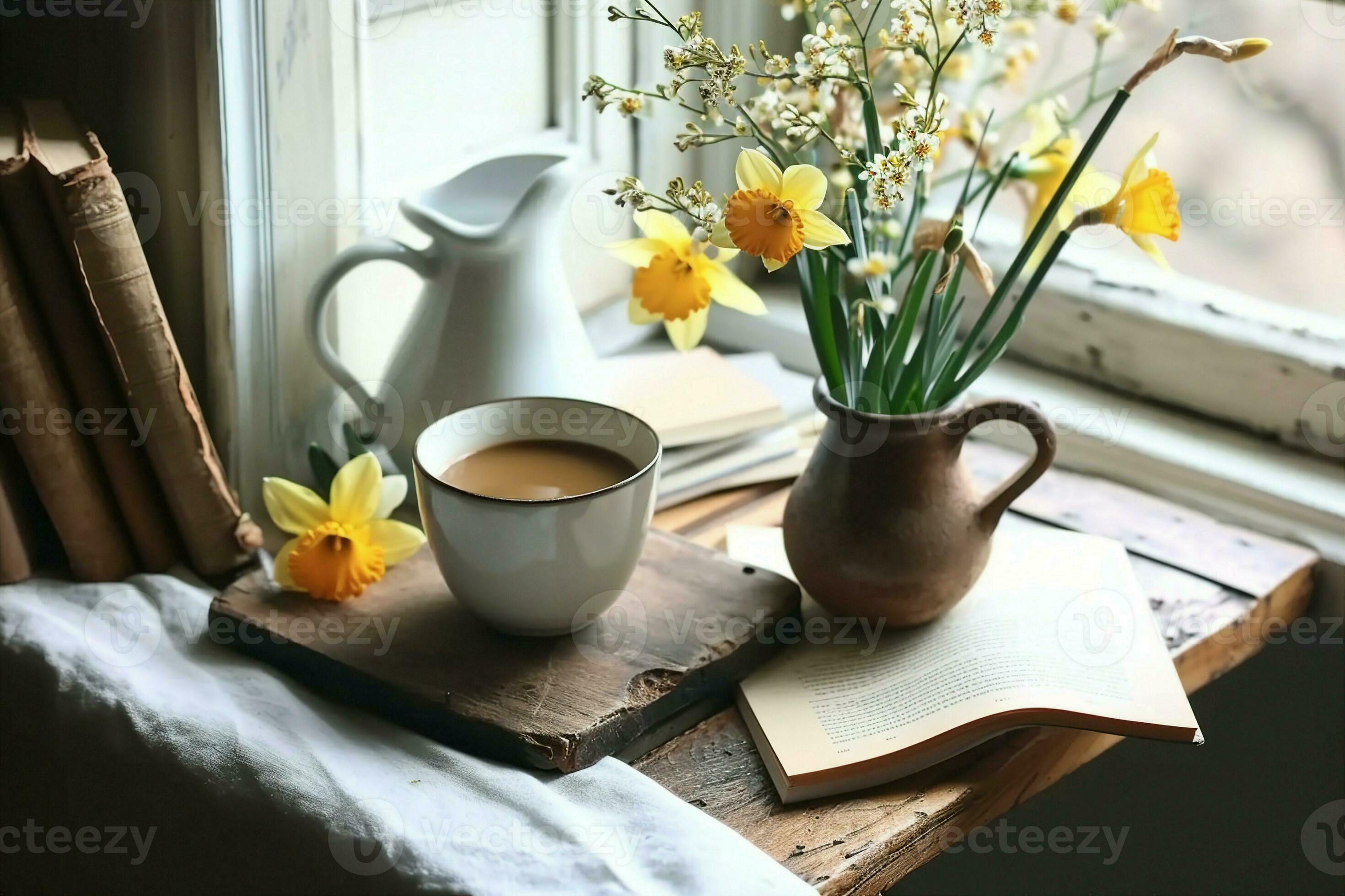 Still Life with Books and Flowers Greeting Card Still Life with Books and Flowers Greeting Card