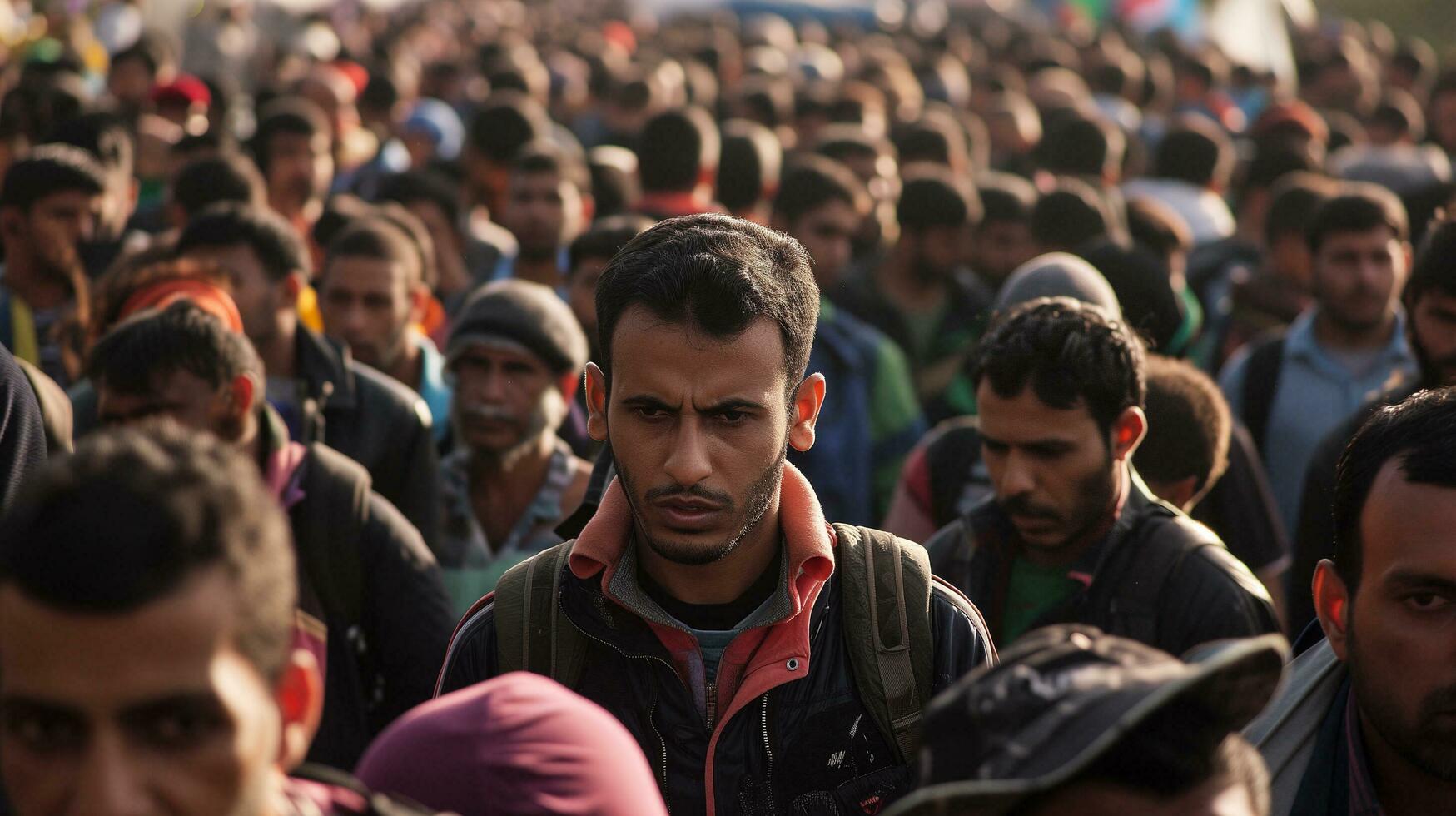 AI generated middle eastern crowd walking during daylight photo