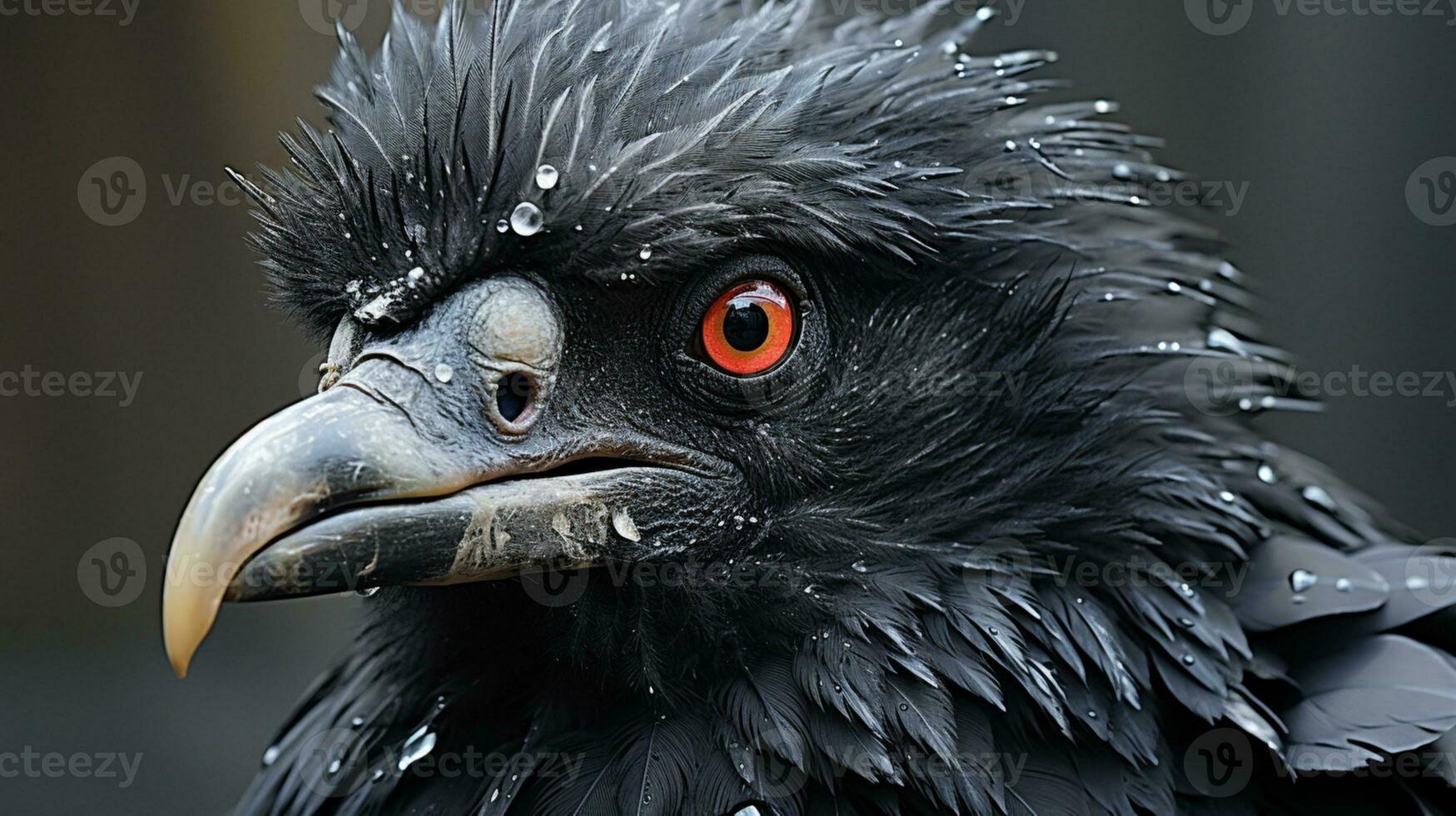 ai generado negro pájaro cabeza depredador animal montaña foto