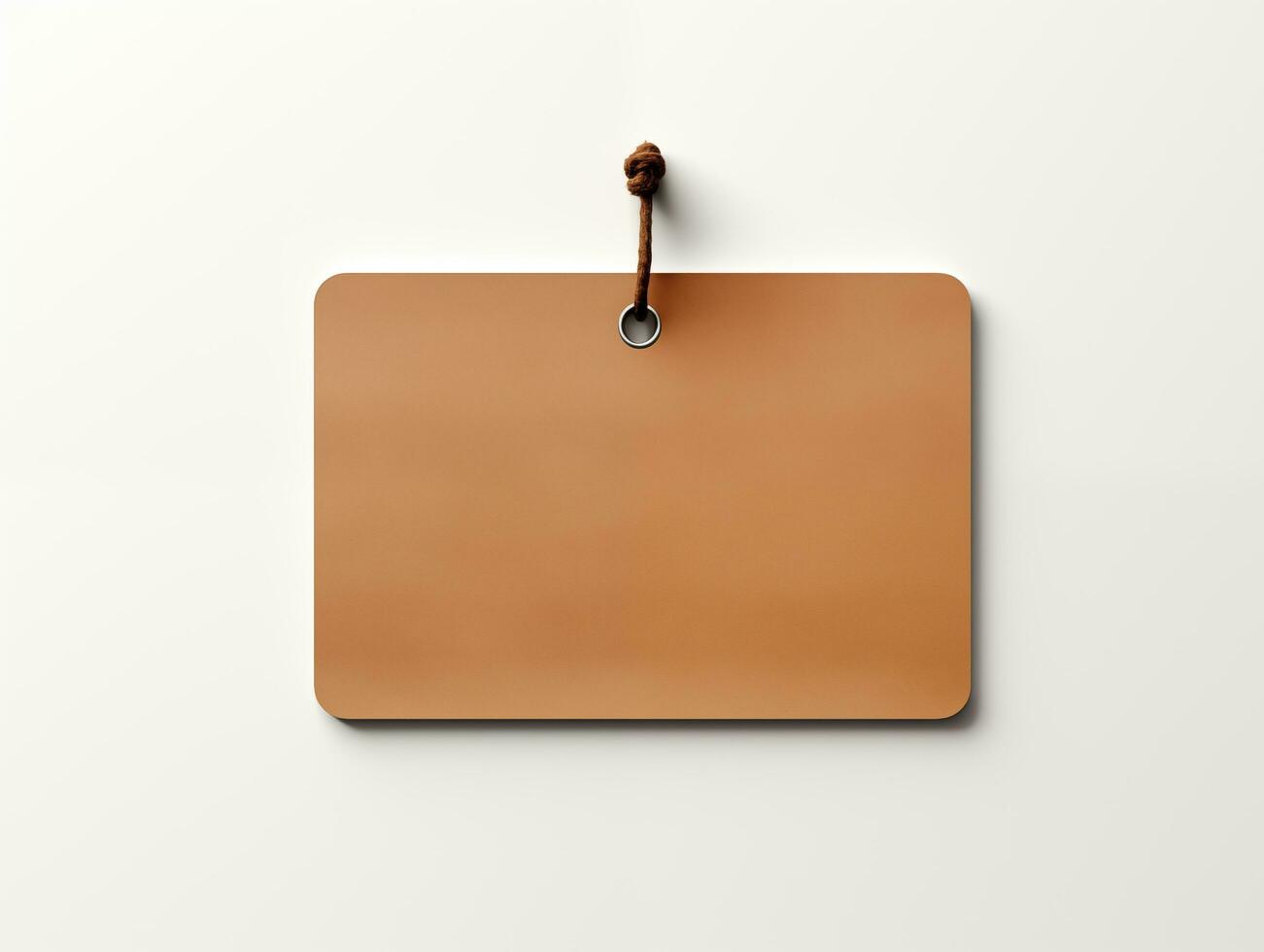 AI generated Blank empty name tag leather mockup isolated for brand photo