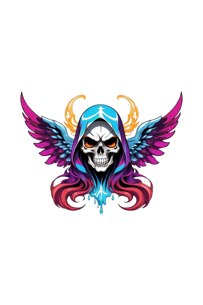 AI generated skull devil in a cloak for t-shirt images ready to print png